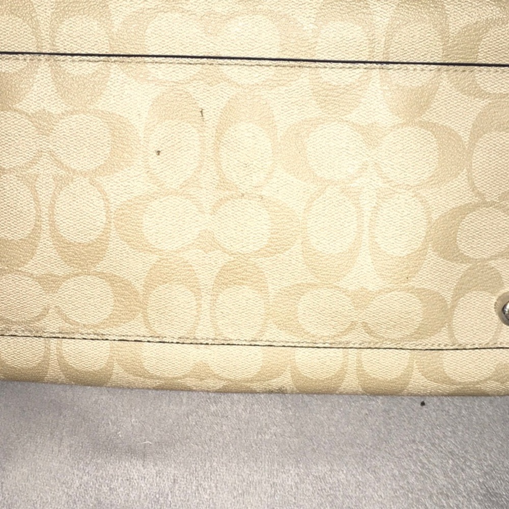 Coach Blue and Cream Satchel with Structured Design. significant damage to strap - Picture 3 of 3